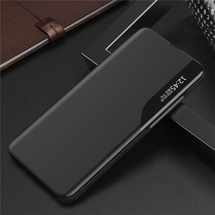 For Honor Play 30 Plus 5G / X7 Clear View Window Phone Case Adjustable Stand Leather Protective Shell - Black