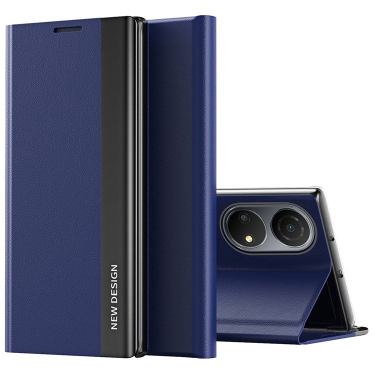 For Honor X7 / Honor Play 30 Plus 5G Shockproof PU Leather Stand Design Case Electroplating Phone Cover - Sapphire