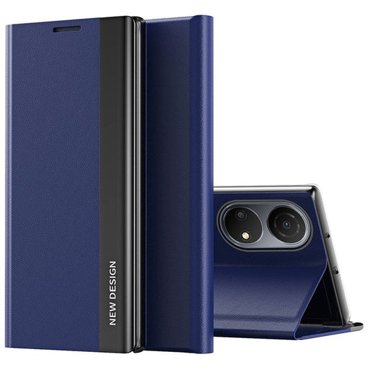 For Honor X7 / Honor Play 30 Plus 5G Shockproof PU Leather Stand Design Case Electroplating Phone Cover - Sapphire