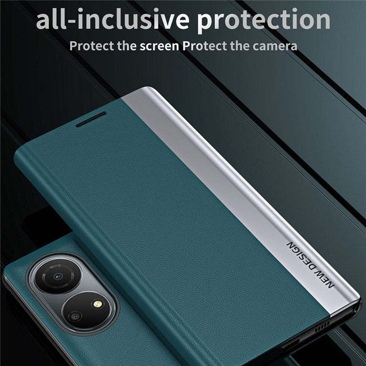 For Honor X7 / Honor Play 30 Plus 5G Shockproof PU Leather Stand Design Case Electroplating Phone Cover - Yellow