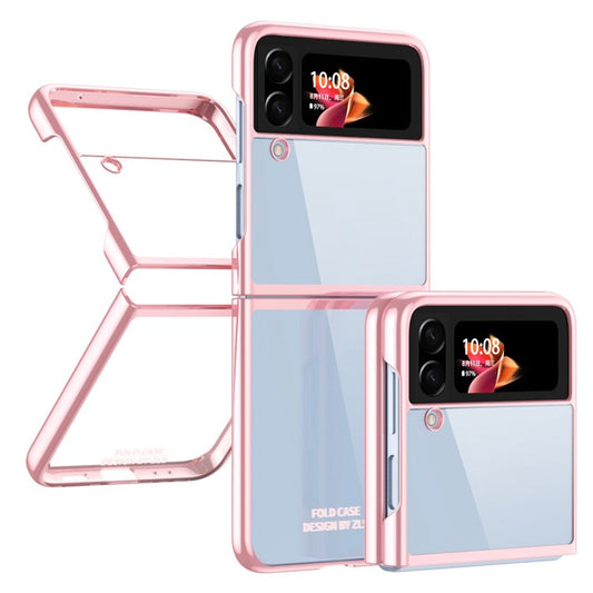 For Samsung Galaxy Z Flip4 5G Transparent PC Precise Cutout Electroplate Phone Case Anti-scratch Cover - Rose Gold