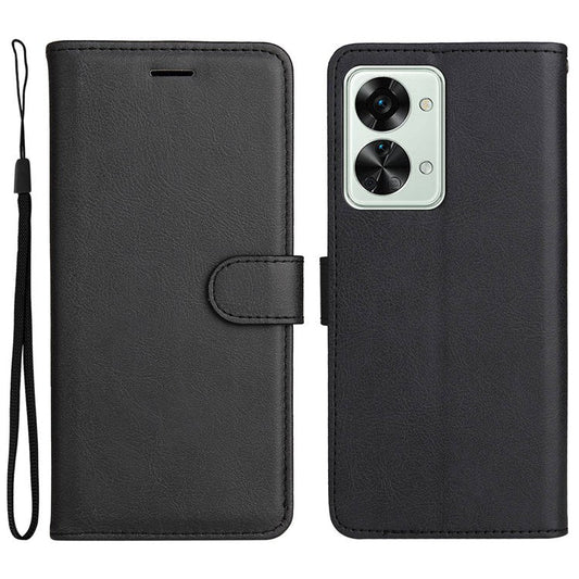 For OnePlus Nord 2T 5G KT Leather Series-2 Leather Stand Phone Case, Wallet Design Magnetic Clasp Leather Phone Case with Handy Strap - Black