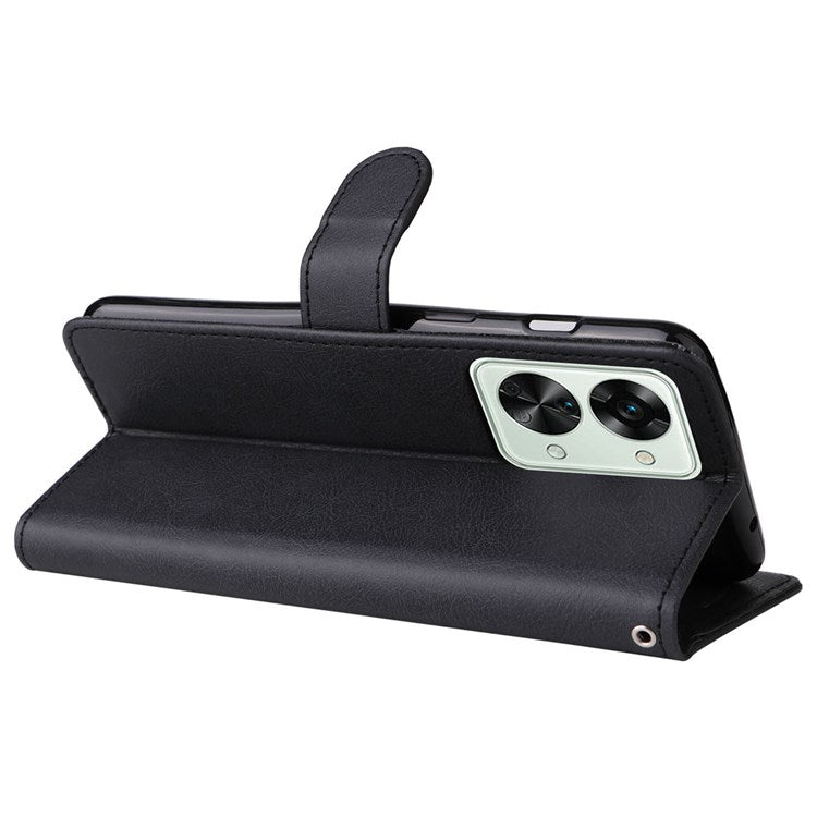 For OnePlus Nord 2T 5G KT Leather Series-2 Leather Stand Phone Case, Wallet Design Magnetic Clasp Leather Phone Case with Handy Strap - Black