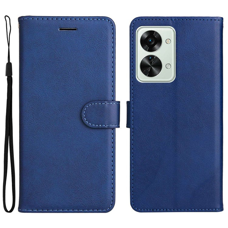 For OnePlus Nord 2T 5G KT Leather Series-2 Leather Stand Phone Case, Wallet Design Magnetic Clasp Leather Phone Case with Handy Strap - Blue