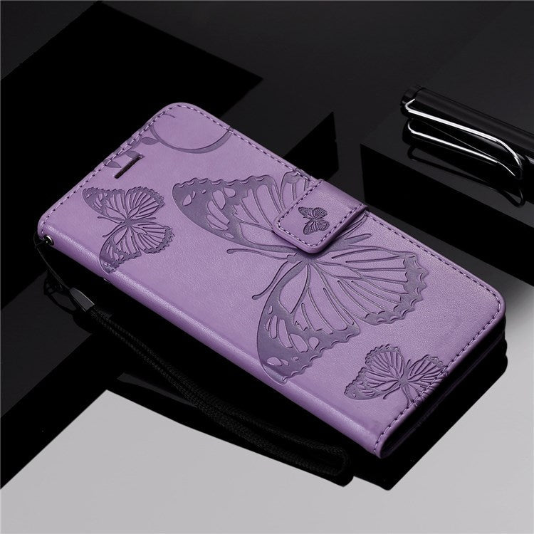 KT Leather Series-2 for Honor X9 5G/X30 5G/Magic 4 Lite 5G Butterfly Imprinted PU Leather Wallet Case Stand Anti-wear Phone Flip Cover - Purple
