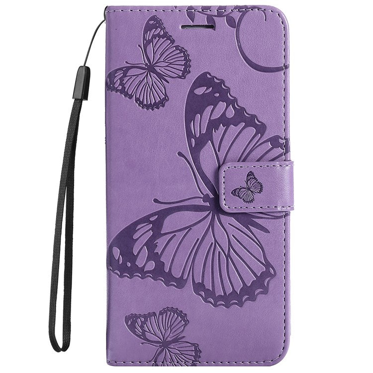 KT Leather Series-2 for Honor X9 5G/X30 5G/Magic 4 Lite 5G Butterfly Imprinted PU Leather Wallet Case Stand Anti-wear Phone Flip Cover - Purple