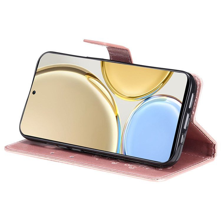 KT Leather Series-2 for Honor X9 5G/X30 5G/Magic 4 Lite 5G Butterfly Imprinted PU Leather Wallet Case Stand Anti-wear Phone Flip Cover - Rose Gold