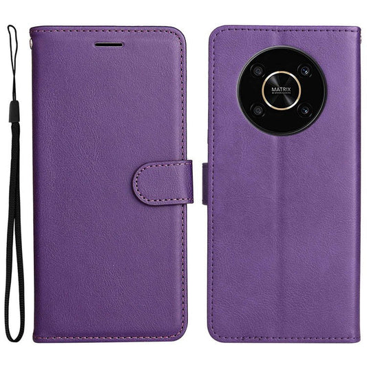 For Honor X9 5G/X30 5G/Magic 4 Lite 5G KT Leather Series-2 Leather Stand Phone Case, Wallet Design Folio Flip Leather Phone Case with Handy Strap - Purple