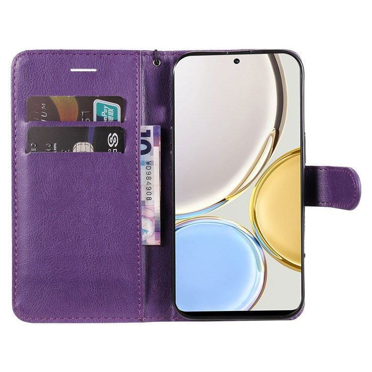 For Honor X9 5G/X30 5G/Magic 4 Lite 5G KT Leather Series-2 Leather Stand Phone Case, Wallet Design Folio Flip Leather Phone Case with Handy Strap - Purple