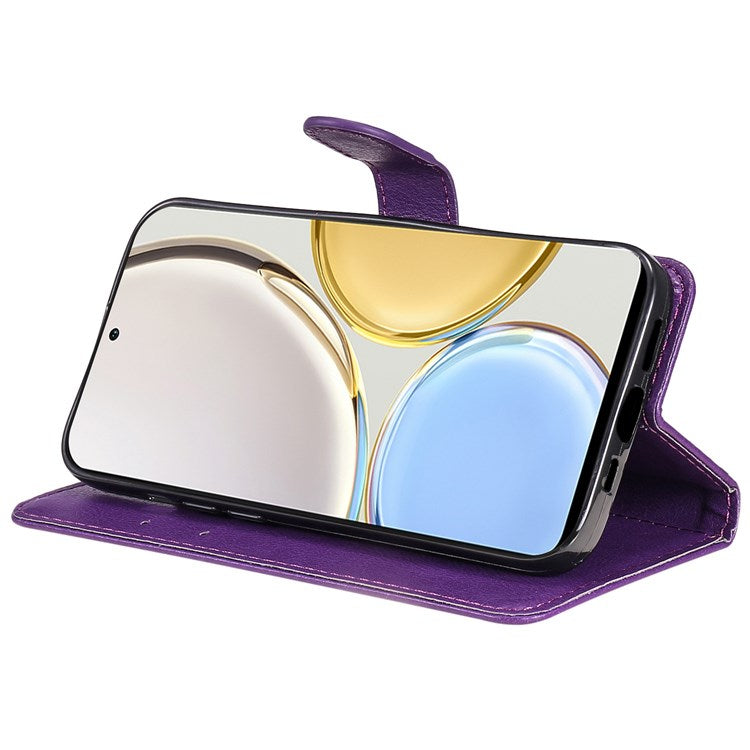 For Honor X9 5G/X30 5G/Magic 4 Lite 5G KT Leather Series-2 Leather Stand Phone Case, Wallet Design Folio Flip Leather Phone Case with Handy Strap - Purple