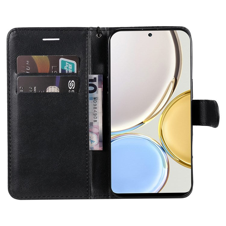 For Honor X9 5G/X30 5G/Magic 4 Lite 5G KT Leather Series-2 Leather Stand Phone Case, Wallet Design Folio Flip Leather Phone Case with Handy Strap - Black