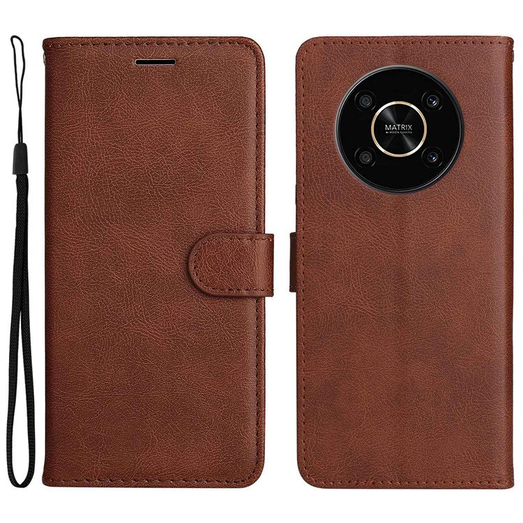For Honor X9 5G/X30 5G/Magic 4 Lite 5G KT Leather Series-2 Leather Stand Phone Case, Wallet Design Folio Flip Leather Phone Case with Handy Strap - Brown