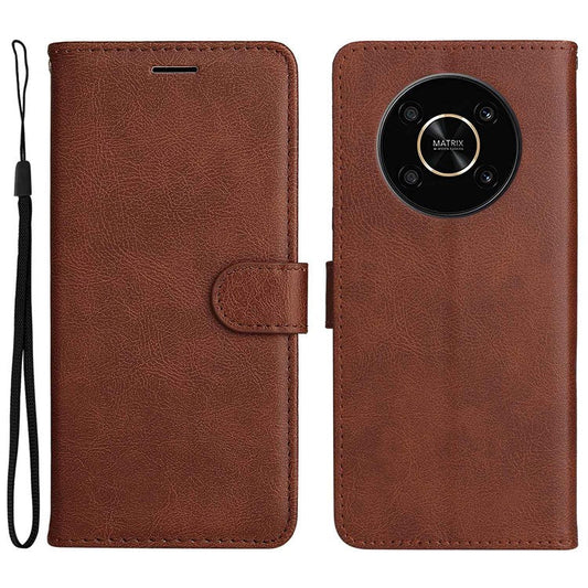 For Honor X9 5G/X30 5G/Magic 4 Lite 5G KT Leather Series-2 Leather Stand Phone Case, Wallet Design Folio Flip Leather Phone Case with Handy Strap - Brown