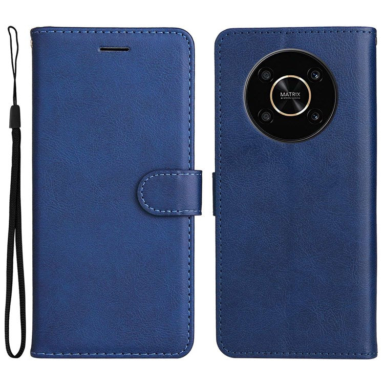 For Honor X9 5G/X30 5G/Magic 4 Lite 5G KT Leather Series-2 Leather Stand Phone Case, Wallet Design Folio Flip Leather Phone Case with Handy Strap - Blue