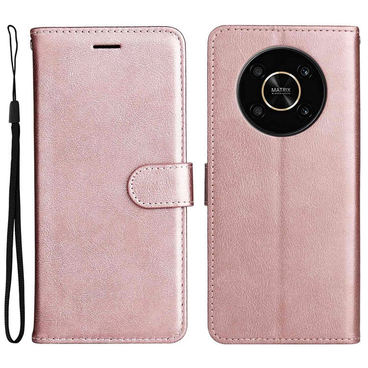 For Honor X9 5G/X30 5G/Magic 4 Lite 5G KT Leather Series-2 Leather Stand Phone Case, Wallet Design Folio Flip Leather Phone Case with Handy Strap - Rose Gold