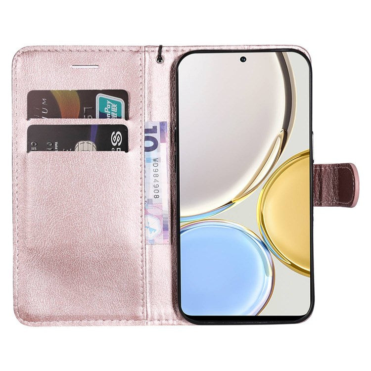 For Honor X9 5G/X30 5G/Magic 4 Lite 5G KT Leather Series-2 Leather Stand Phone Case, Wallet Design Folio Flip Leather Phone Case with Handy Strap - Rose Gold