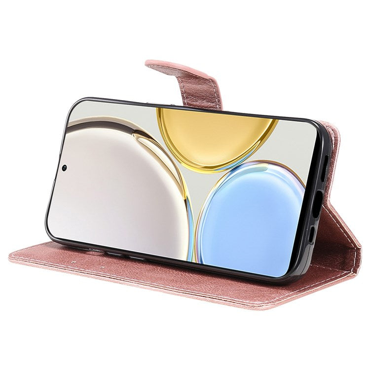 For Honor X9 5G/X30 5G/Magic 4 Lite 5G KT Leather Series-2 Leather Stand Phone Case, Wallet Design Folio Flip Leather Phone Case with Handy Strap - Rose Gold