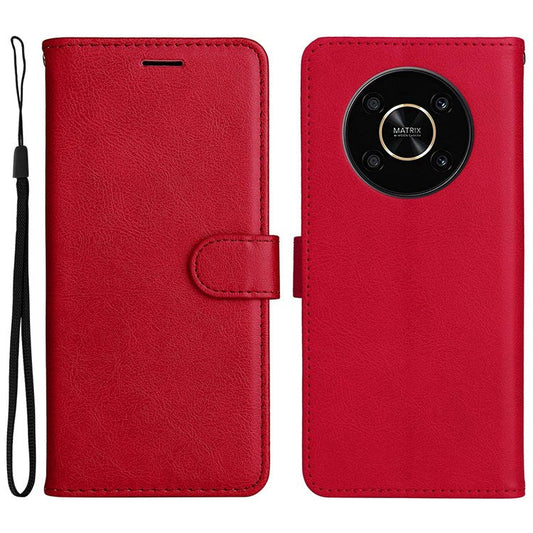 For Honor X9 5G/X30 5G/Magic 4 Lite 5G KT Leather Series-2 Leather Stand Phone Case, Wallet Design Folio Flip Leather Phone Case with Handy Strap - Red