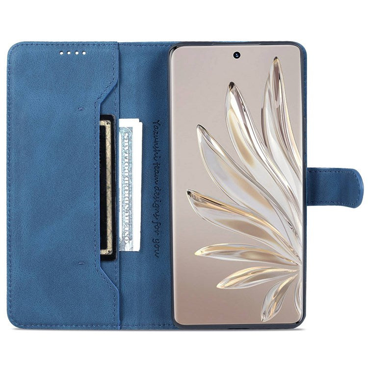 AZNS For Honor 70 Pro 5G Full Protection PU Leather Flip Wallet Case Stand Magnetic Closure Shockproof Phone Cover - Blue