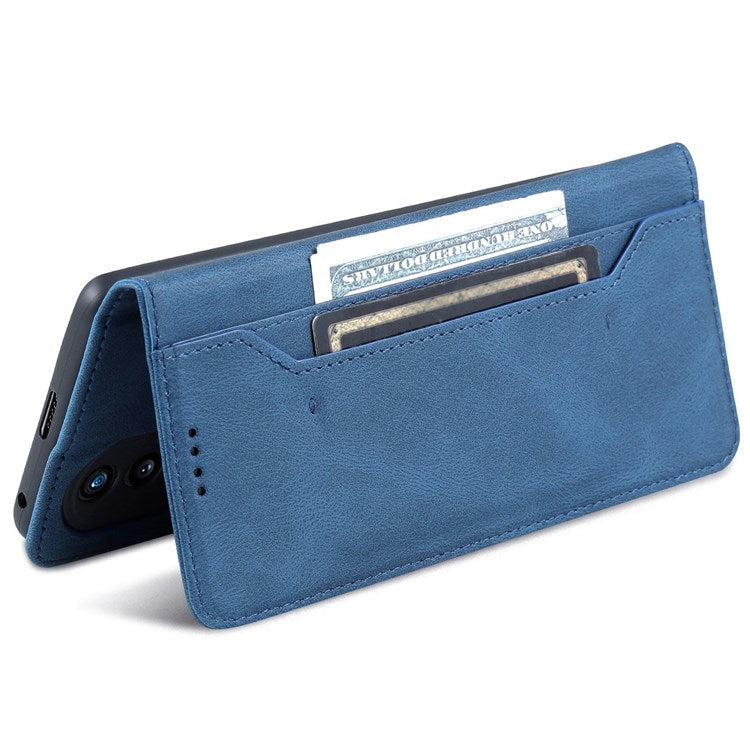 AZNS For Honor 70 Pro 5G Full Protection PU Leather Flip Wallet Case Stand Magnetic Closure Shockproof Phone Cover - Blue