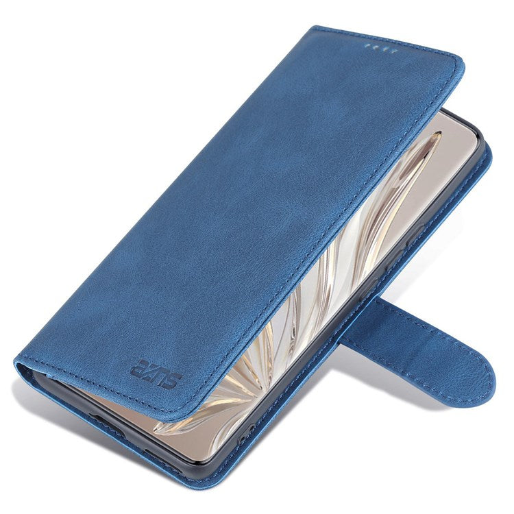 AZNS For Honor 70 Pro 5G Full Protection PU Leather Flip Wallet Case Stand Magnetic Closure Shockproof Phone Cover - Blue
