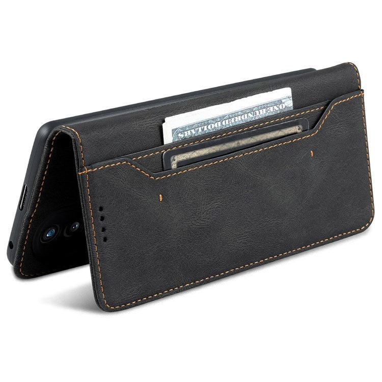 AZNS For Honor 70 Pro 5G Full Protection PU Leather Flip Wallet Case Stand Magnetic Closure Shockproof Phone Cover - Black