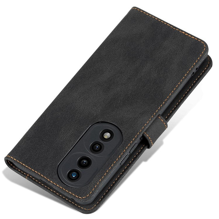 AZNS For Honor 70 Pro 5G Full Protection PU Leather Flip Wallet Case Stand Magnetic Closure Shockproof Phone Cover - Black