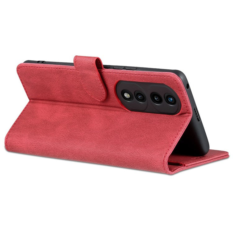 AZNS For Honor 70 Pro 5G Full Protection PU Leather Flip Wallet Case Stand Magnetic Closure Shockproof Phone Cover - Red