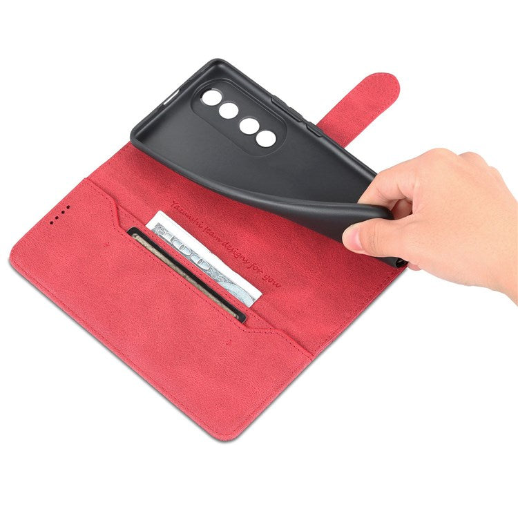 AZNS For Honor 70 Pro 5G Full Protection PU Leather Flip Wallet Case Stand Magnetic Closure Shockproof Phone Cover - Red
