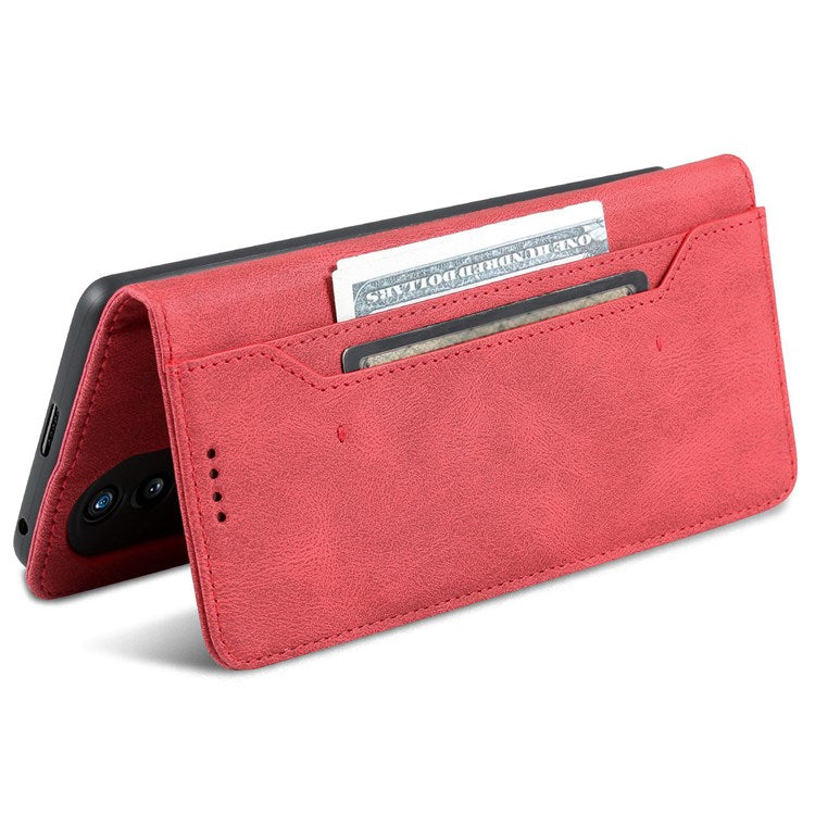 AZNS For Honor 70 Pro 5G Full Protection PU Leather Flip Wallet Case Stand Magnetic Closure Shockproof Phone Cover - Red