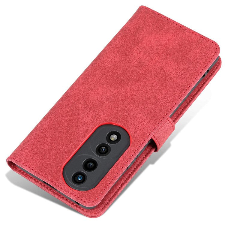 AZNS For Honor 70 Pro 5G Full Protection PU Leather Flip Wallet Case Stand Magnetic Closure Shockproof Phone Cover - Red