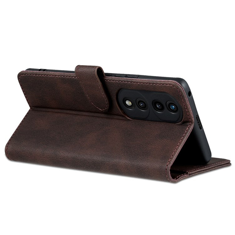 AZNS For Honor 70 Pro 5G Full Protection PU Leather Flip Wallet Case Stand Magnetic Closure Shockproof Phone Cover - Brown