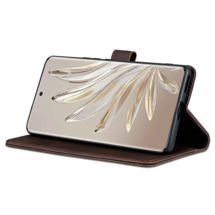 AZNS For Honor 70 Pro 5G Full Protection PU Leather Flip Wallet Case Stand Magnetic Closure Shockproof Phone Cover - Brown