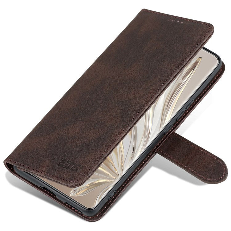 AZNS For Honor 70 Pro 5G Full Protection PU Leather Flip Wallet Case Stand Magnetic Closure Shockproof Phone Cover - Brown