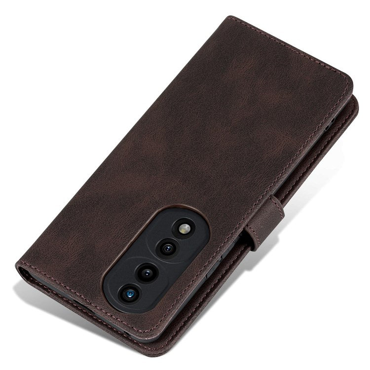 AZNS For Honor 70 Pro 5G Full Protection PU Leather Flip Wallet Case Stand Magnetic Closure Shockproof Phone Cover - Brown