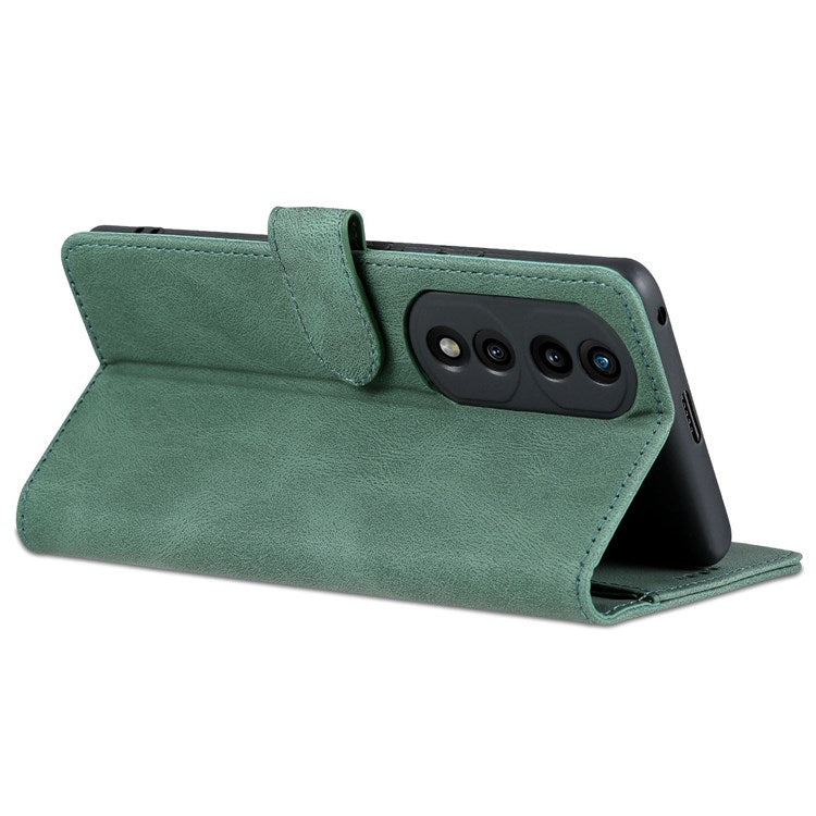 AZNS For Honor 70 Pro 5G Full Protection PU Leather Flip Wallet Case Stand Magnetic Closure Shockproof Phone Cover - Green