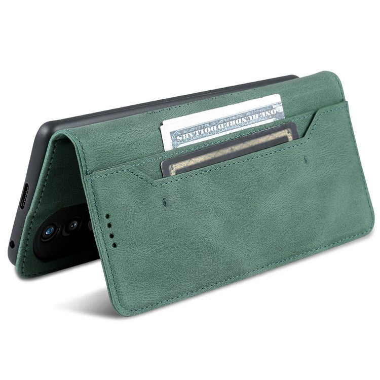 AZNS For Honor 70 Pro 5G Full Protection PU Leather Flip Wallet Case Stand Magnetic Closure Shockproof Phone Cover - Green