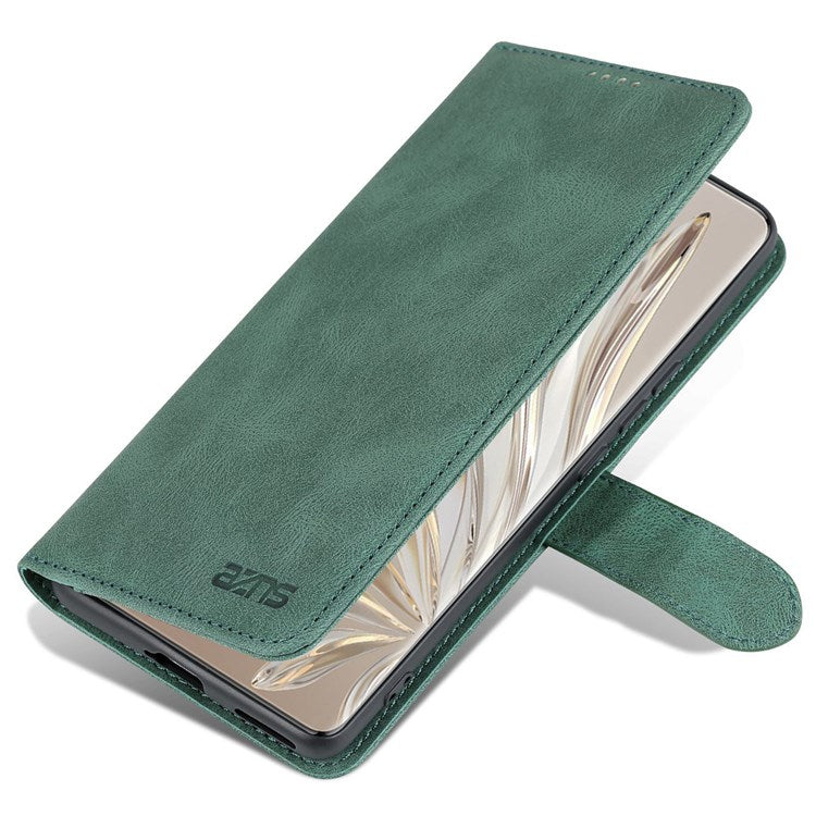 AZNS For Honor 70 Pro 5G Full Protection PU Leather Flip Wallet Case Stand Magnetic Closure Shockproof Phone Cover - Green