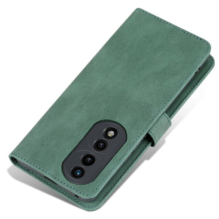 AZNS For Honor 70 5G Drop-proof PU Leather Flip Wallet Case Viewing Stand Magnetic Closure Cover Phone Protective Shell - Green