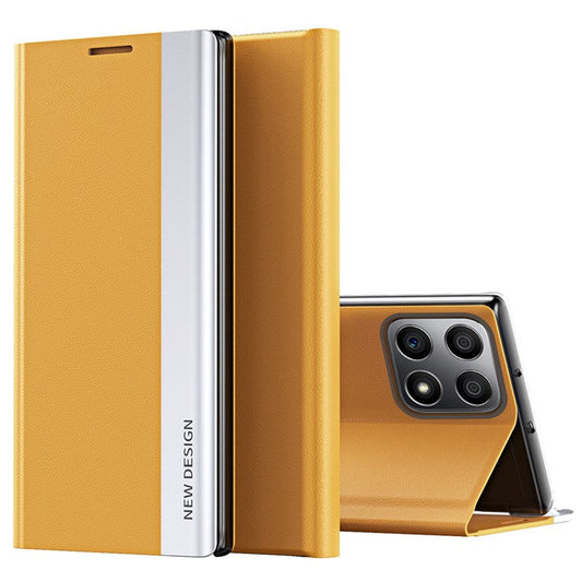 For Honor X8 4G / X30i PU Leather Stand Function Case Fall Proof Electroplating Cell Phone Cover - Yellow