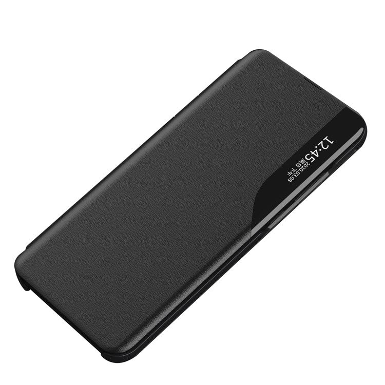 For Honor X8 4G / X30i Anti-Drop Phone Case Clear View Window Stand Feature Bump Proof Leather Protective Shell - Black