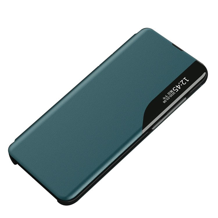 For Honor X8 4G / X30i Anti-Drop Phone Case Clear View Window Stand Feature Bump Proof Leather Protective Shell - Green