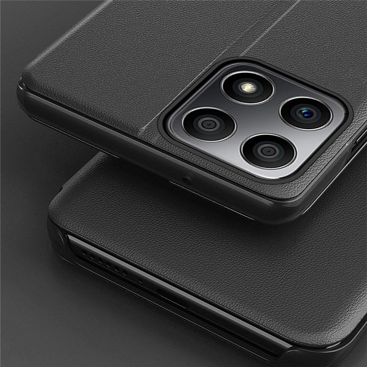 For Honor X8 4G / X30i Anti-Drop Phone Case Clear View Window Stand Feature Bump Proof Leather Protective Shell - Green
