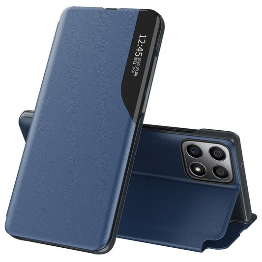 For Honor X8 4G / X30i Anti-Drop Phone Case Clear View Window Stand Feature Bump Proof Leather Protective Shell - Blue