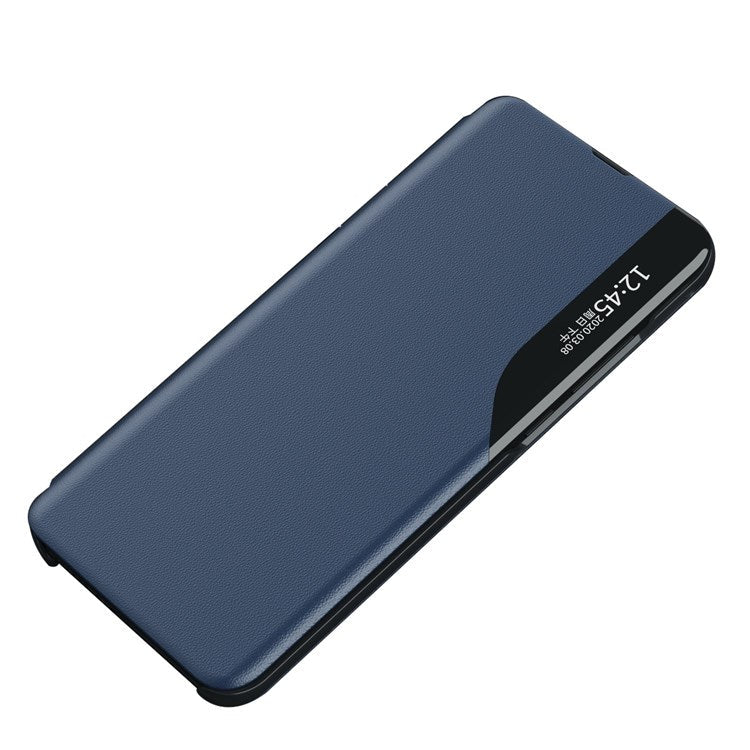 For Honor X8 4G / X30i Anti-Drop Phone Case Clear View Window Stand Feature Bump Proof Leather Protective Shell - Blue
