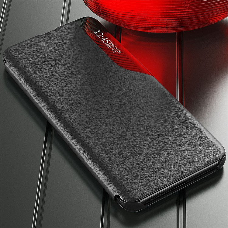 For Honor X8 4G / X30i Anti-Drop Phone Case Clear View Window Stand Feature Bump Proof Leather Protective Shell - Blue