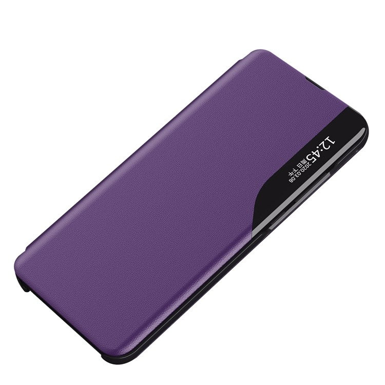 For Honor X8 4G / X30i Anti-Drop Phone Case Clear View Window Stand Feature Bump Proof Leather Protective Shell - Purple