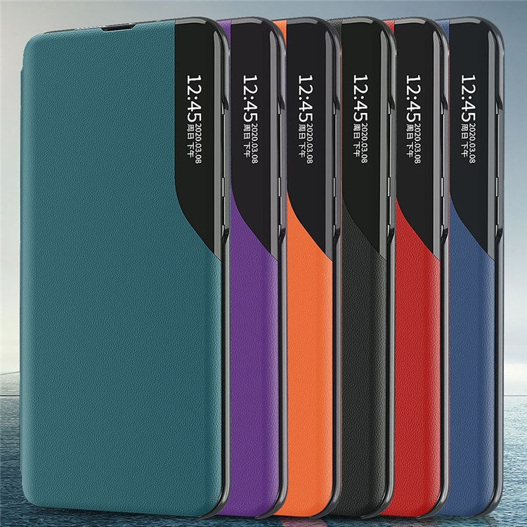 For Honor X8 4G / X30i Anti-Drop Phone Case Clear View Window Stand Feature Bump Proof Leather Protective Shell - Purple