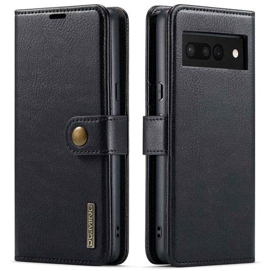 DG.MING For Google Pixel 7 Pro 5G Detachable 2-in-1 Phone Case Split Leather Wallet Stand Drop-proof Protective Cover - Black