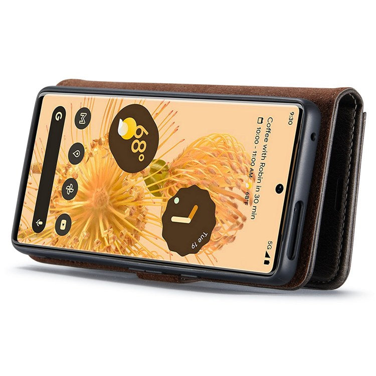 DG.MING For Google Pixel 7 Pro 5G Detachable 2-in-1 Phone Case Split Leather Wallet Stand Drop-proof Protective Cover - Grey